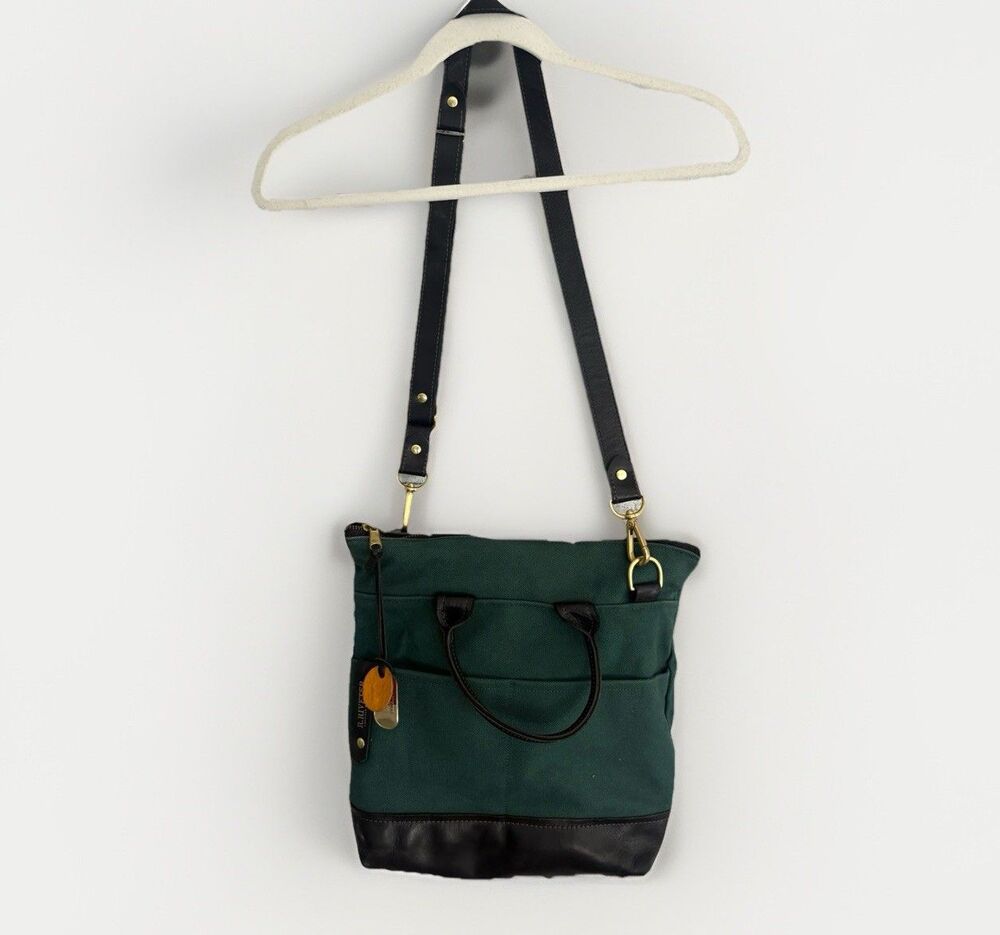 R. Riveter Army Green Crossbody Bag Canvas Leather RR076 Handmade in USA